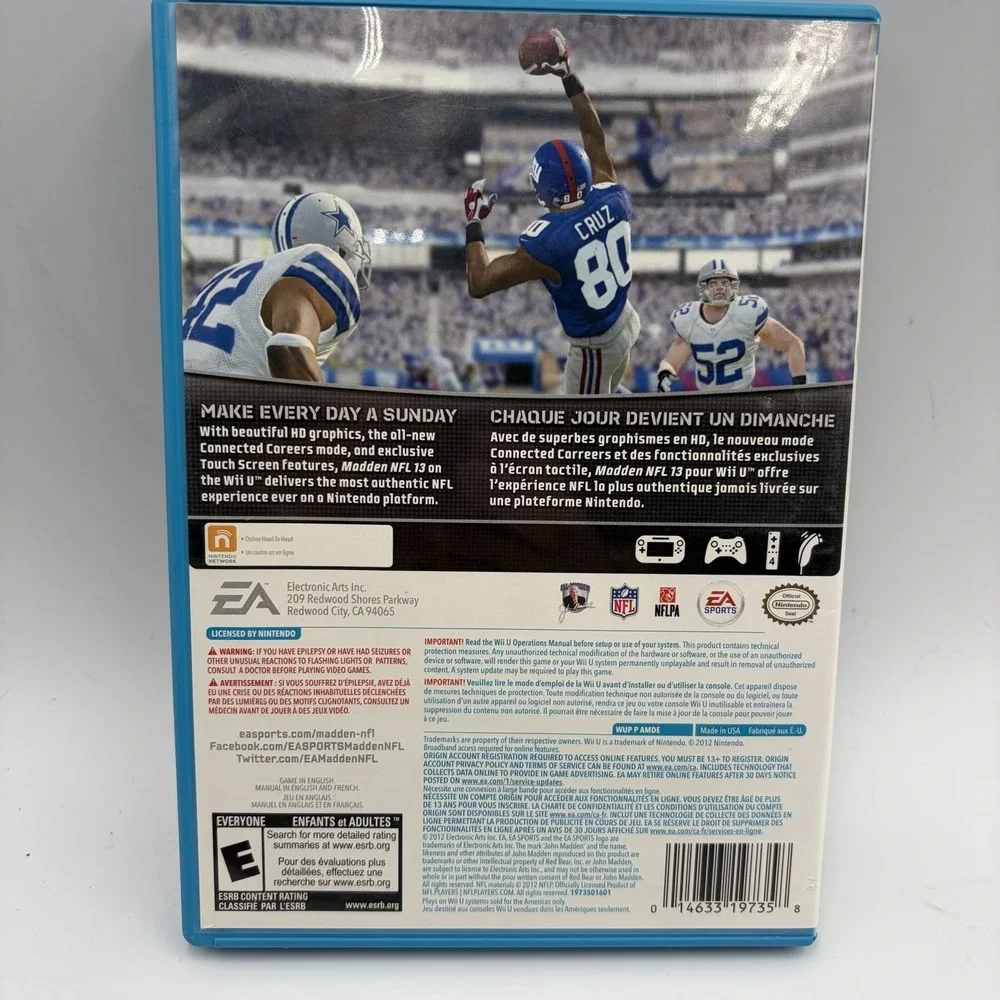 NFL Madden 2013‎ (Wii U) CIB Complete Tested & Works